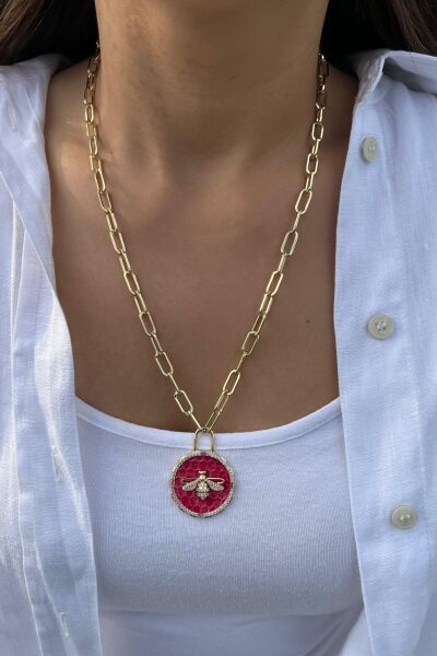 Pembe Arı Uçlu Kolye