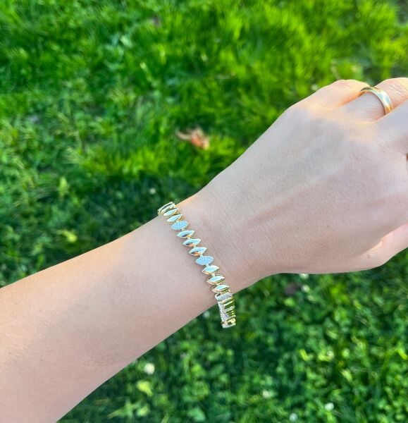 14K Örüntülü Taşlı Bileklik