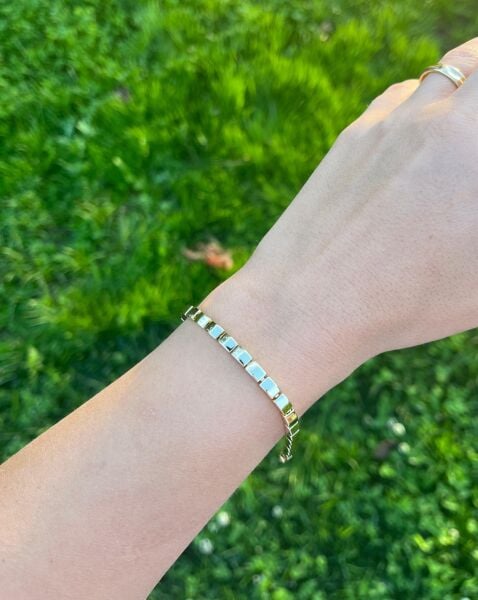 14K Sıralı Kutu Bileklik