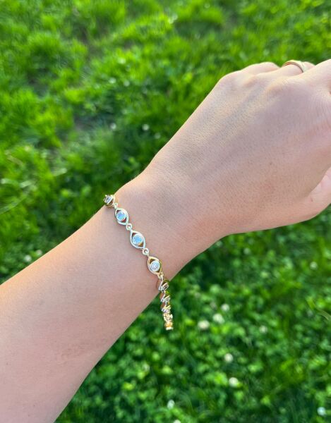 14K Taşlı Göz Bileklik