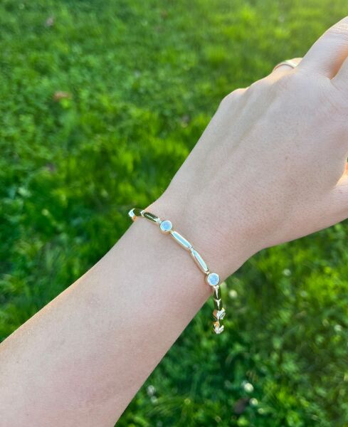 14K Sıralı Taşlı Bileklik