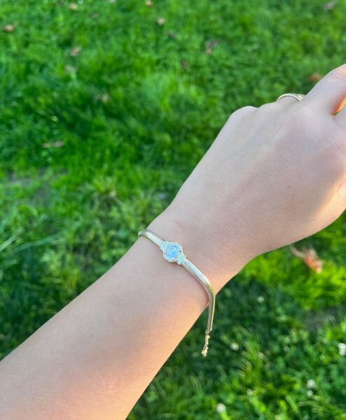 14K Omurga Dizilim Taşlı Bileklik