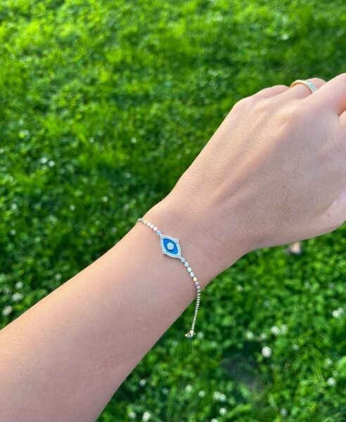 14K Göz Detaylı İnci Dizilim Bileklik