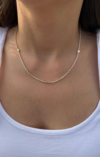 Taş Dizilim Renkli Taşlı Kolye