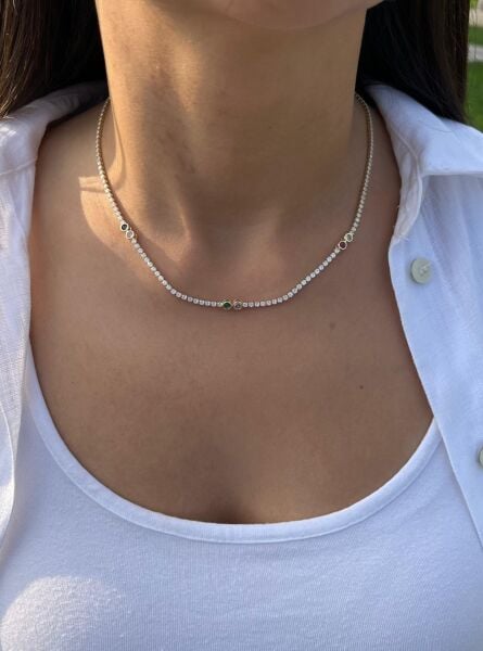 Taş Dizilim Renkli Taşlı Kolye