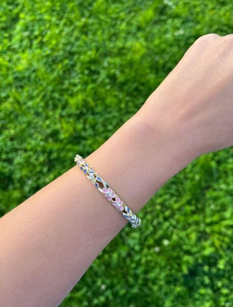 Altın-Pembe-Mor Renkli Mineli Kelepçe