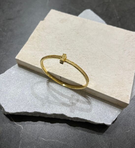 14K Altın Renkli Taşlı Kelepçe