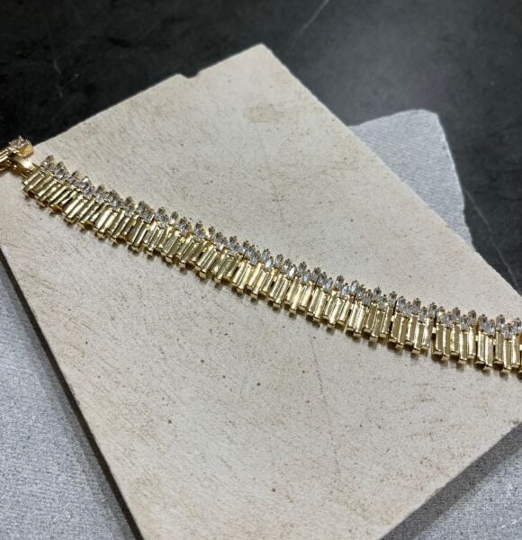 14K Taşlı Çubuk Bileklik