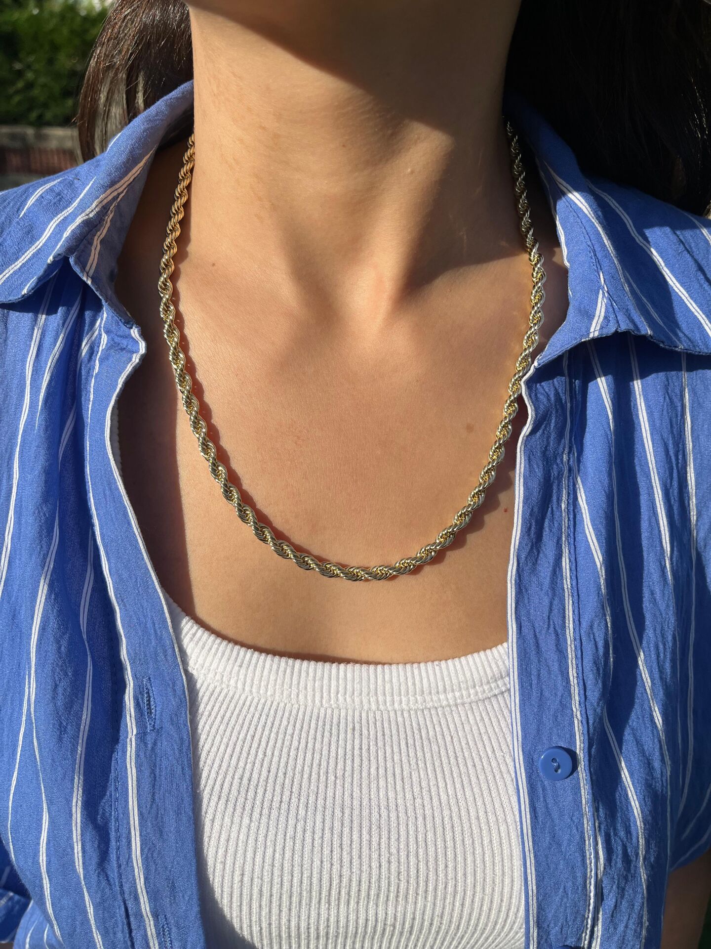 Altın Renkli Kalın Burgu Zincir Kolye