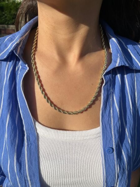 Altın Renkli Kalın Burgu Zincir Kolye