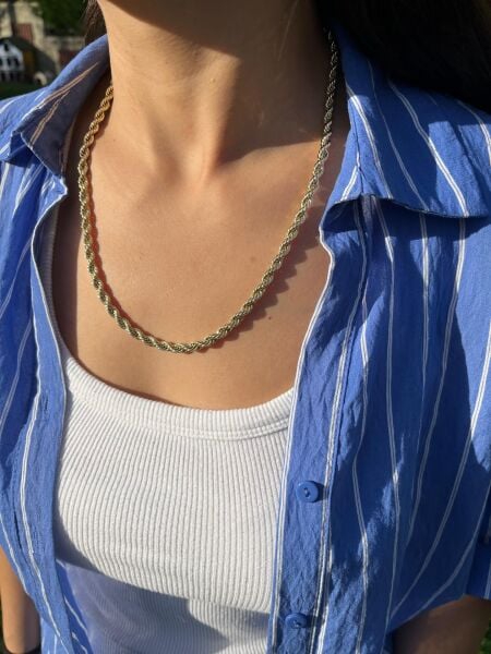 Altın Renkli Kalın Burgu Zincir Kolye
