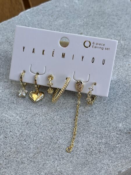 Yakemiyou Karışık Desenli Altılı Küpe