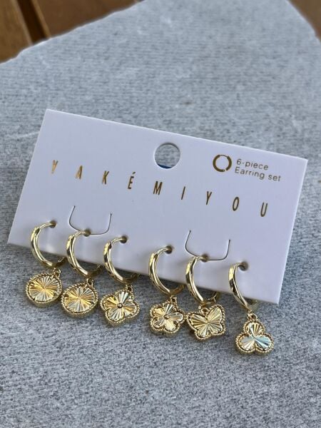 Yakemiyou Yonca Desenli Altılı Küpe