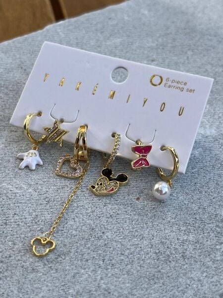 Yakemiyou Mickey Altılı Küpe