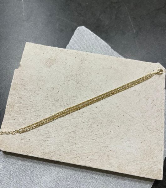 14K Üç Sıra Taşlı Su Yolu Bileklik