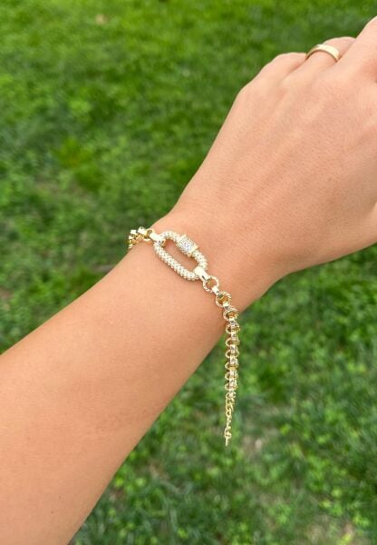 14K Oval Taşlı Bileklik