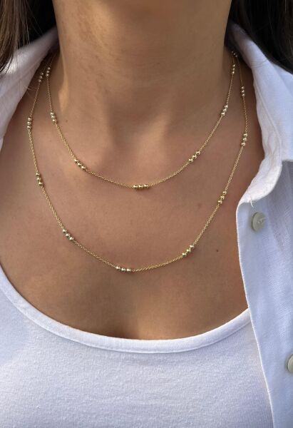 Top Desenli Dolama Zincir Kolye