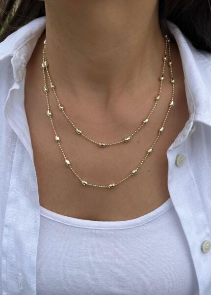 Oval Desen Dolama Kolye