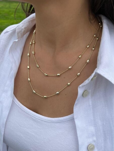 Oval Desen Dolama Kolye