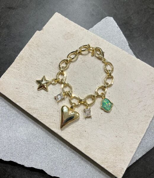 Kalp ve Yıldız Charmlı Bileklik