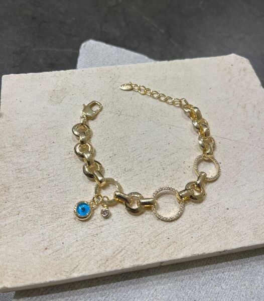 Nazar Boncuğu ve Taşlı Halka Bileklik