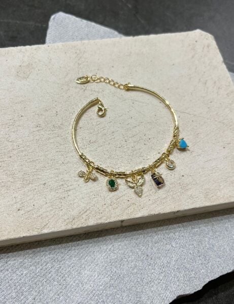 Anka Kuşu ve Taş Charmlı Kelepçe Bileklik