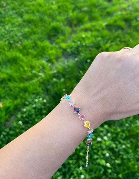 Zirkon Renkli Taşlı Gema Bileklik