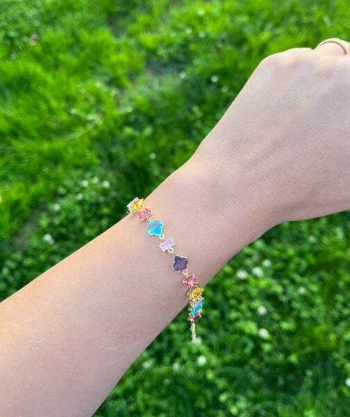 Zirkon Renkli Taşlı Gema Bileklik