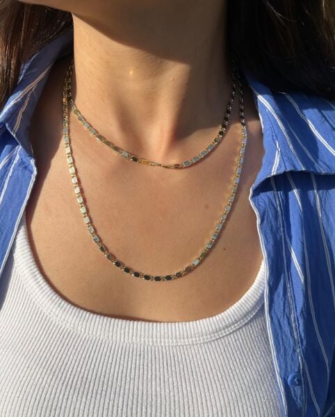 Kilit Desen Dolama Zincir Kolye