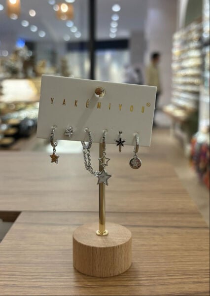 Yakemiyou Silver Renkli Yıldızlar Altılı Küpe