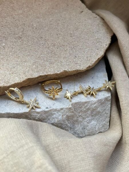 YSX Jewelry Yıldızlı Üçlü Küpe Seti