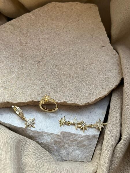 YSX Jewelry Yıldızlı Üçlü Küpe Seti