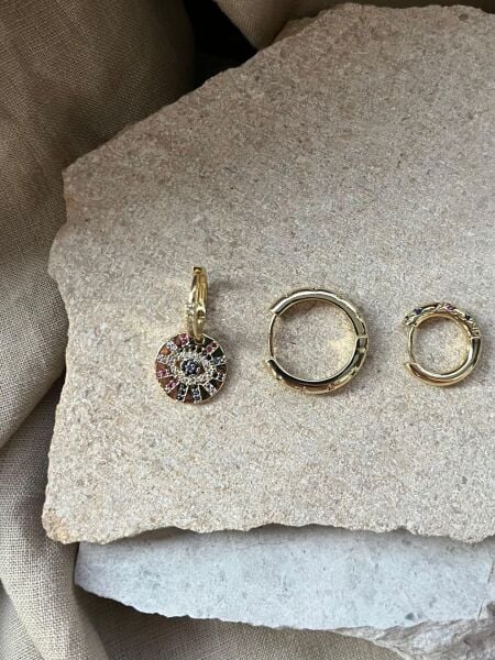 YSX Jewelry Renkli Taşlı Üçlü Küpe Seti