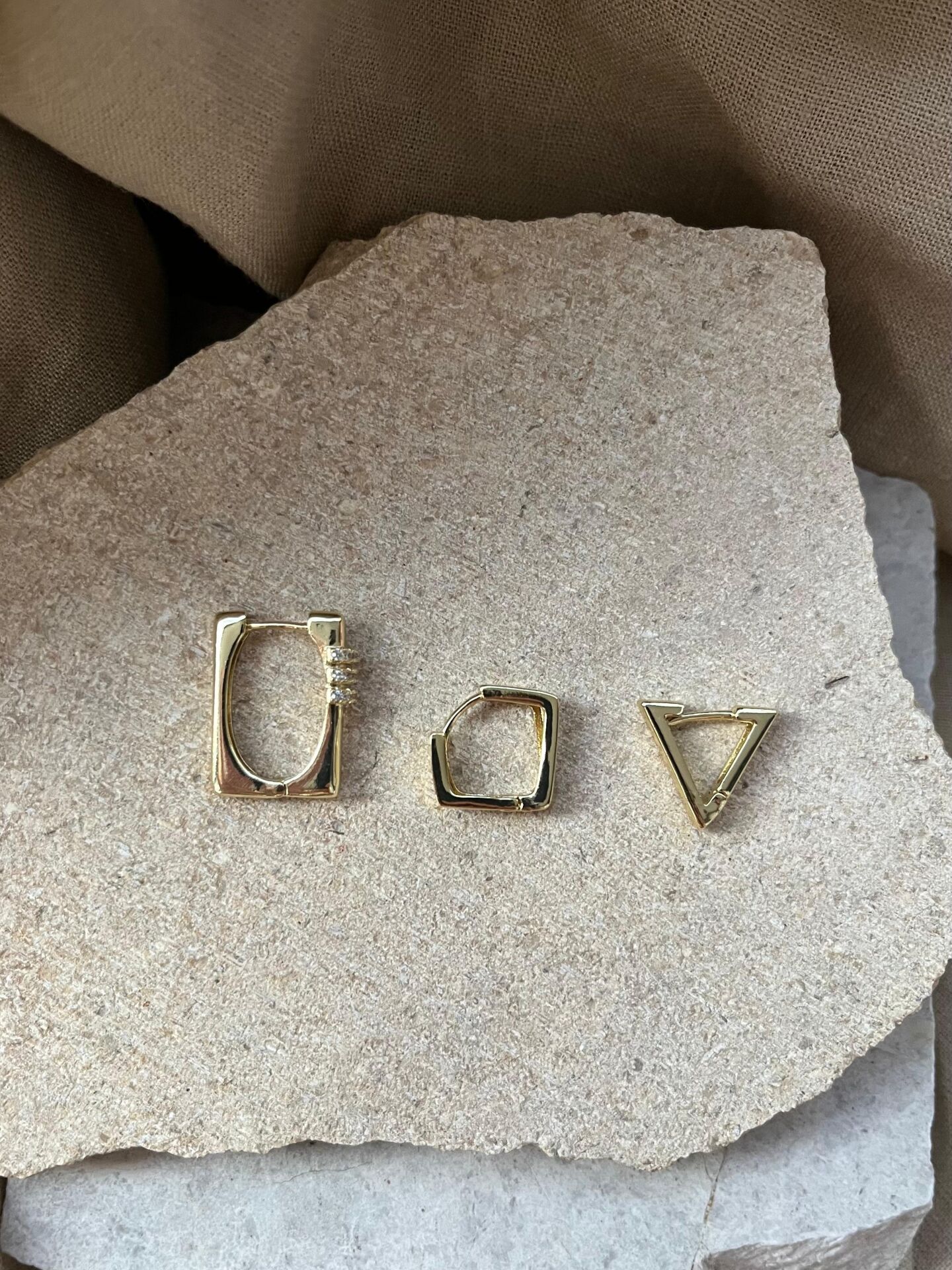 YSX Jewelry Geometrik Üçlü Küpe Seti