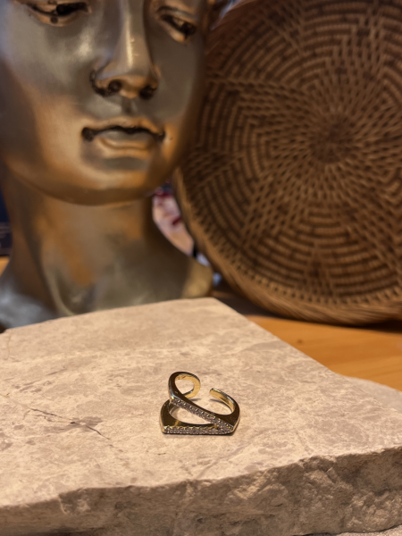 Yüzük V Desen Taşlı