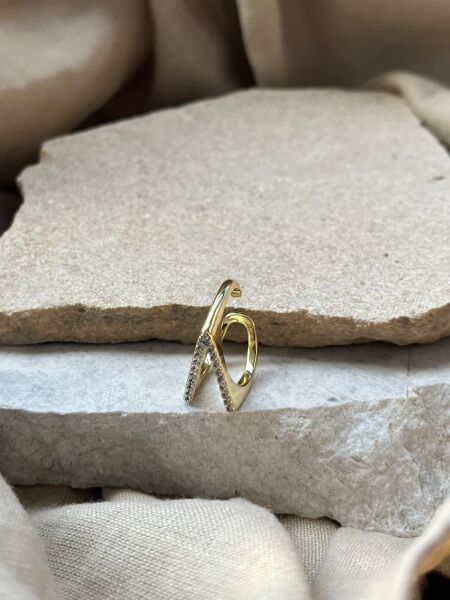 Yüzük V Desen Taşlı