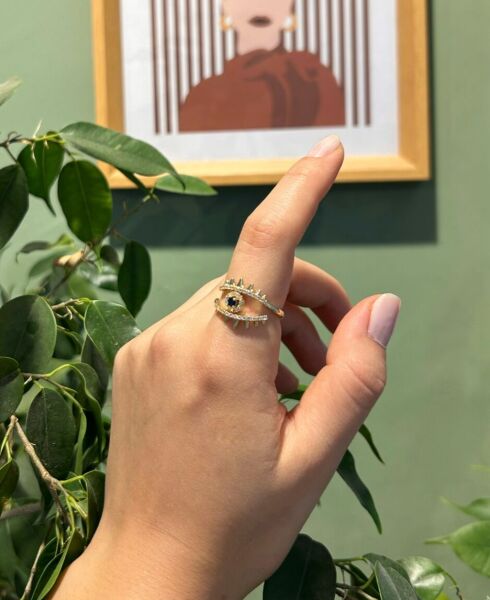 Yüzük Dikenli Taş Desenli