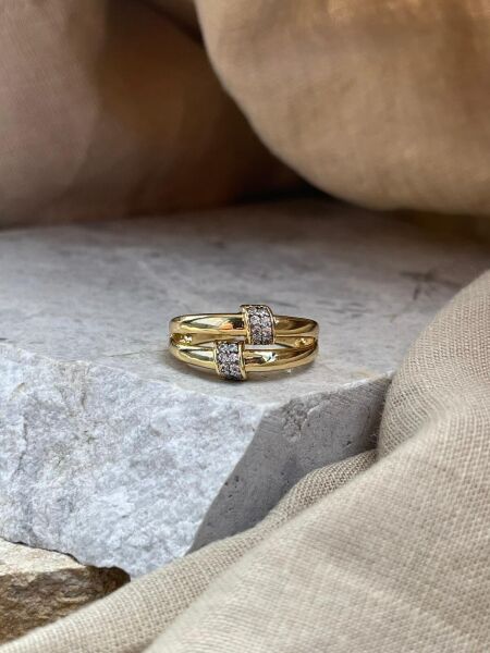 Yüzük İki Taşlı Desen