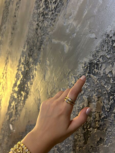 Yüzük İki Taşlı Desen