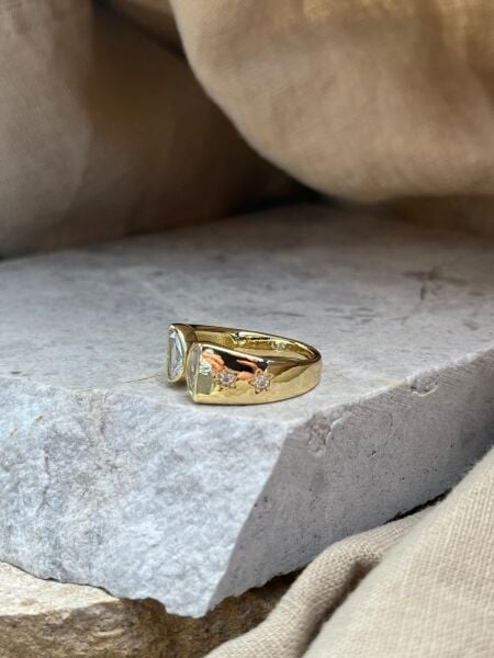 Yüzük Kalın Taş Desenli