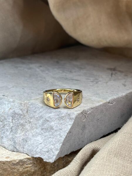 Yüzük Kalın Taş Desenli