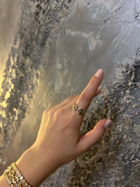 Yüzük Kalın Taş Desenli