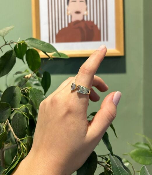 Yüzük Kalın Taş Desenli