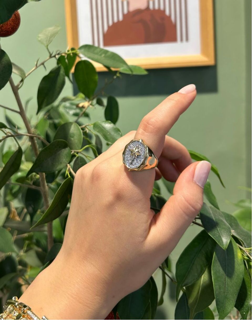 Yüzük Kuzey Yıldızı Desenli