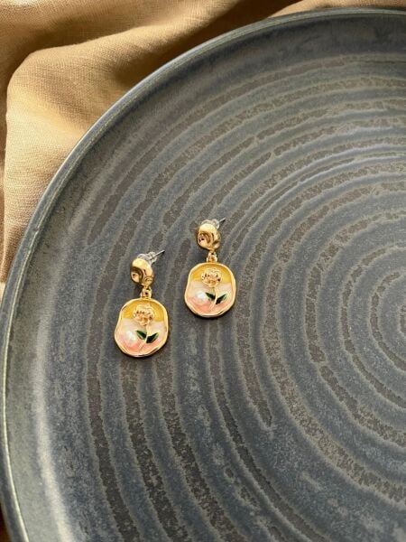 Vintage Sanat Lale Desenli Küpe