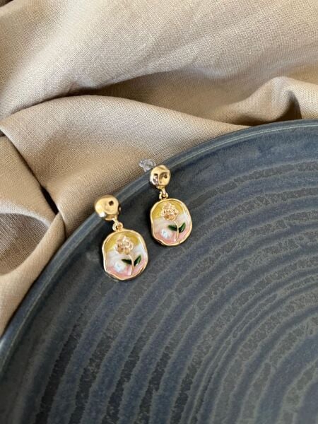 Vintage Sanat Lale Desenli Küpe