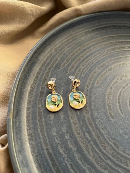 Vintage Sanat Lale Desenli Küpe