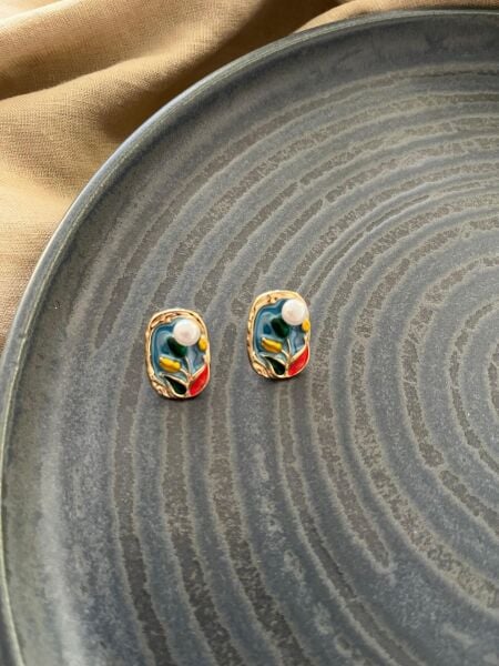 Vintage Sanat Lale Desenli Küpe