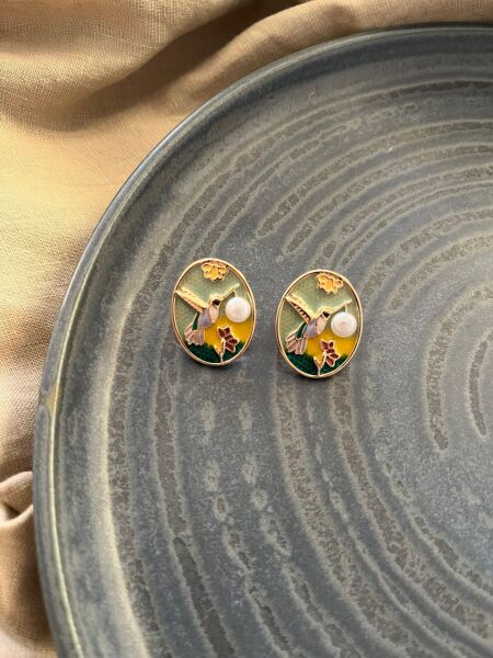 Vintage Sanat Ağaçkakan  Küpe