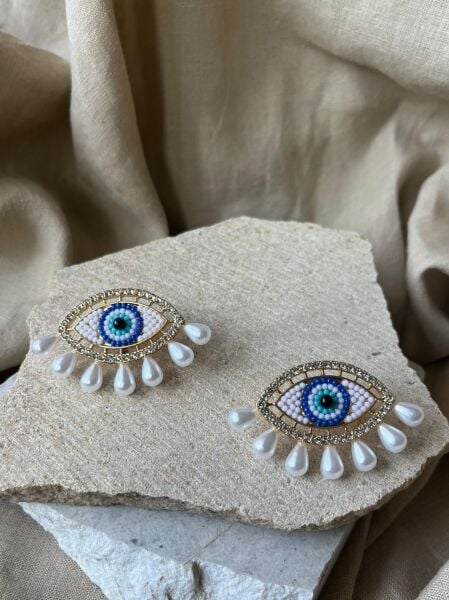 İnci Göz ve Nazar Boncuğu Küpe